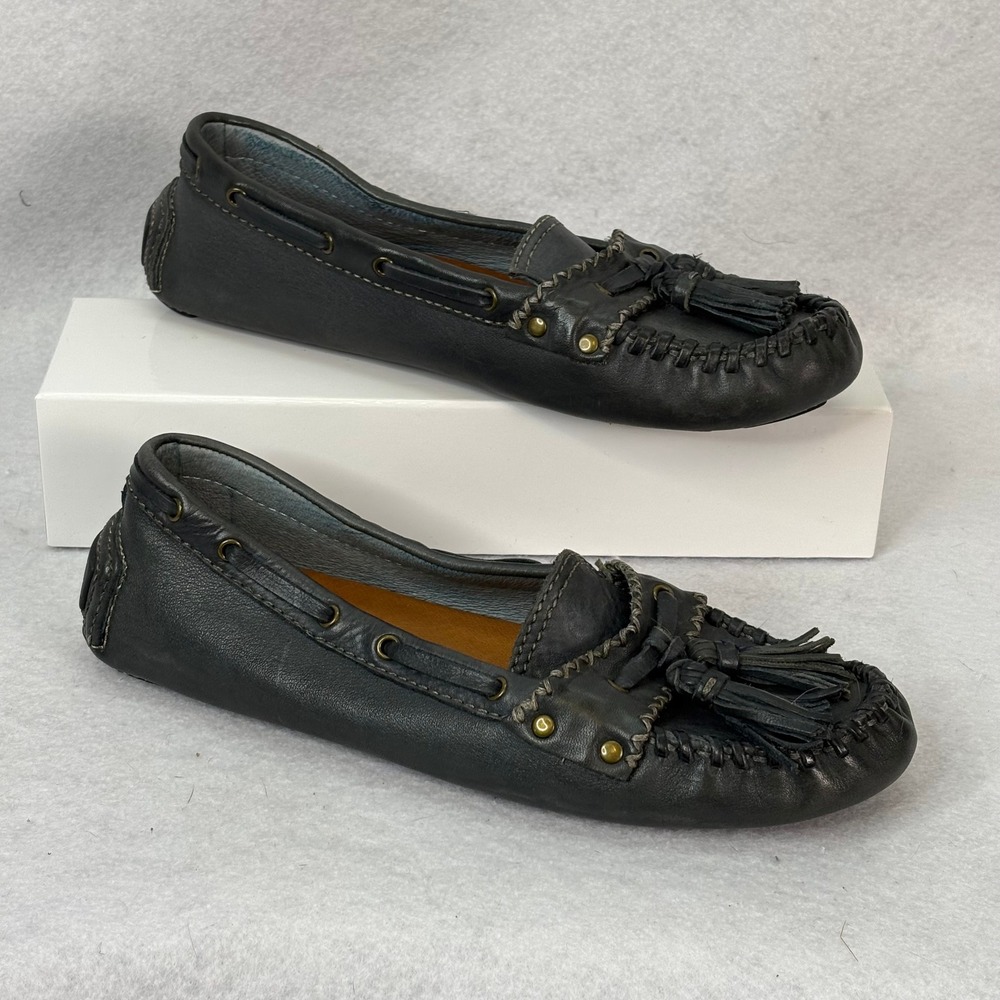 Patricia Nash Domenica Blue Gray Leather Driving Moccasins Womens 10 Tassel Cozy